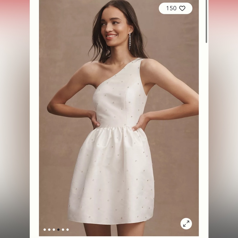 Sachin & Babi Elliana One Shoulder Mini Dress White Sparkle Size 6